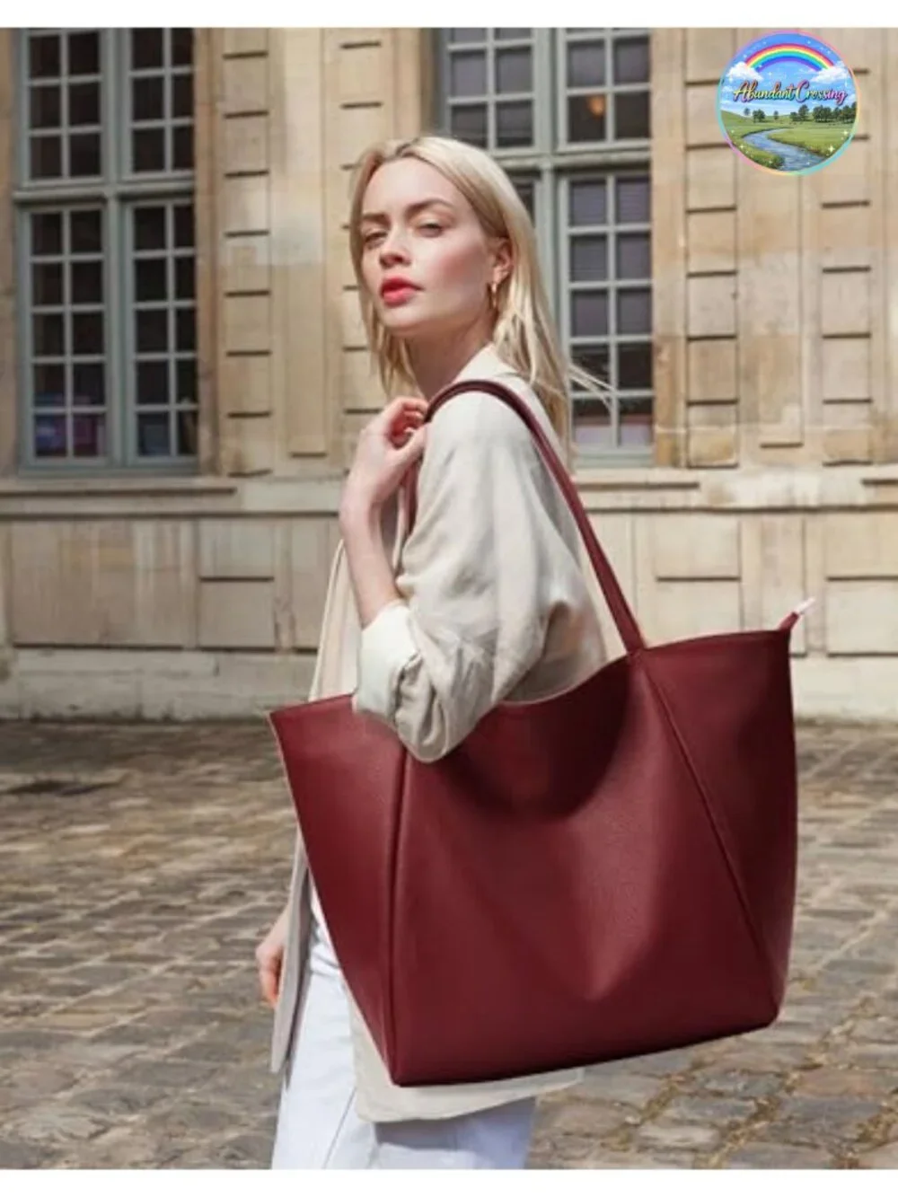 Vegan Leather Tote Bag Large 16L Zipper Work Weekender